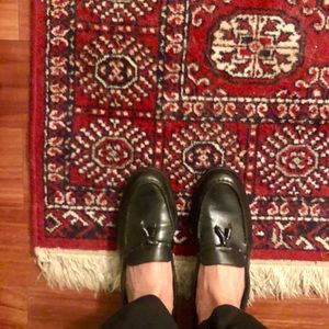 Black leather loafers